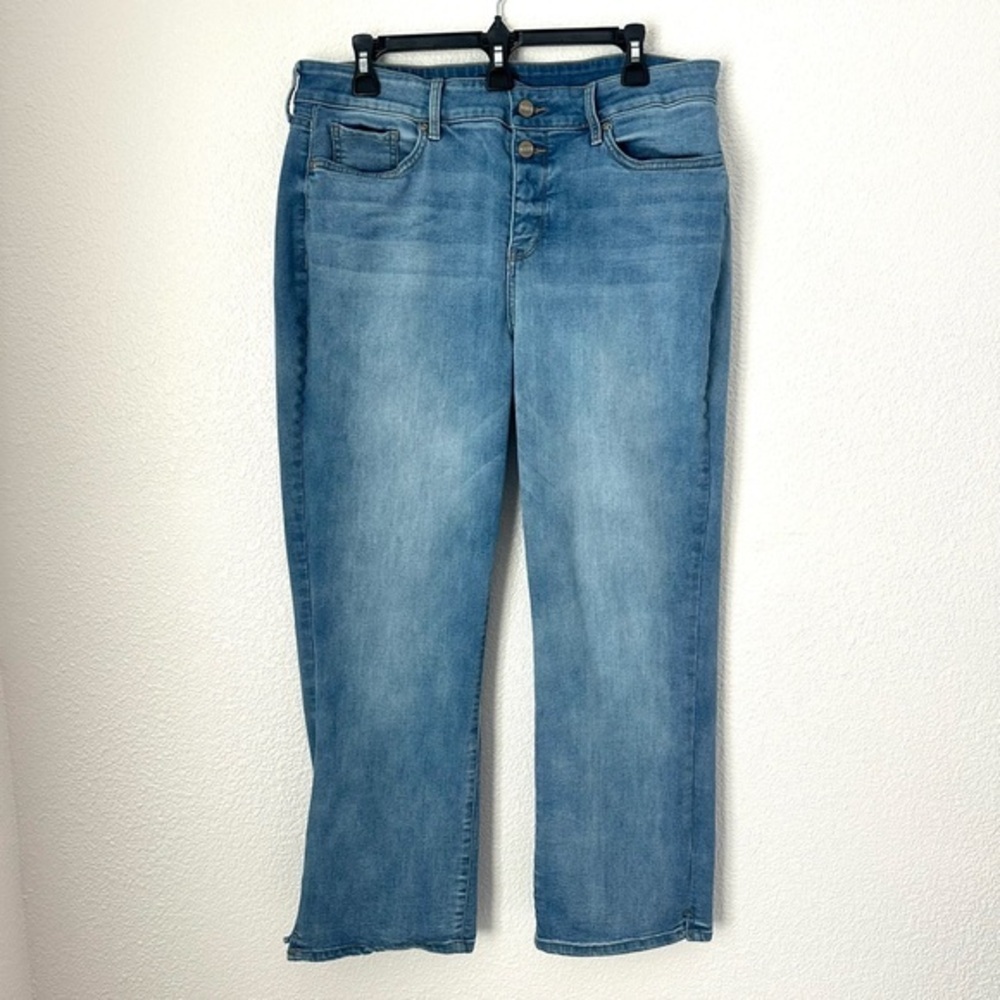 NYDJ Marilyn Straight Jeans Women’s 14 Blue Lift X Tuck Technology Light Wash